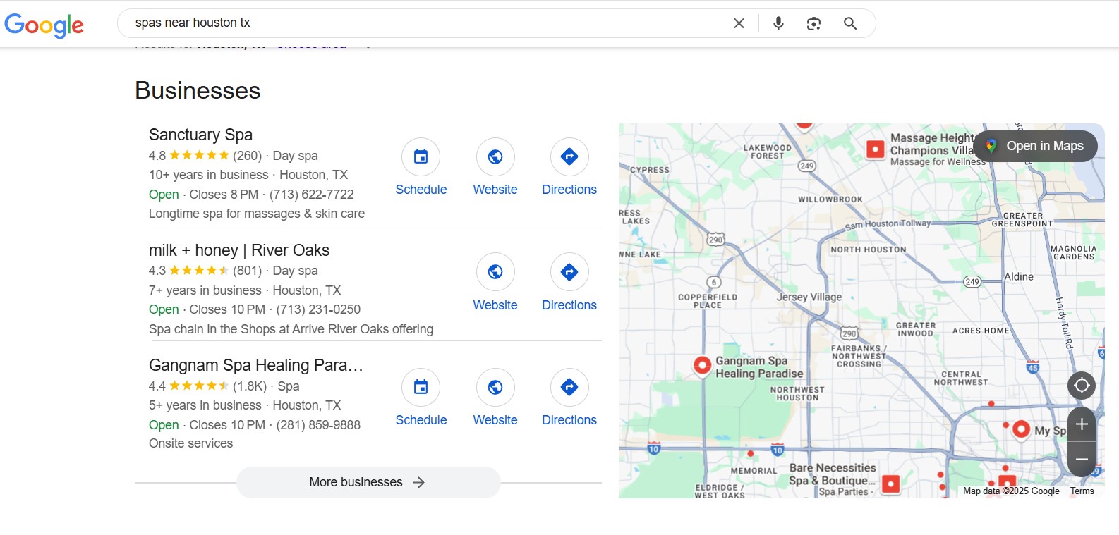 digital marketing for spas google local pack